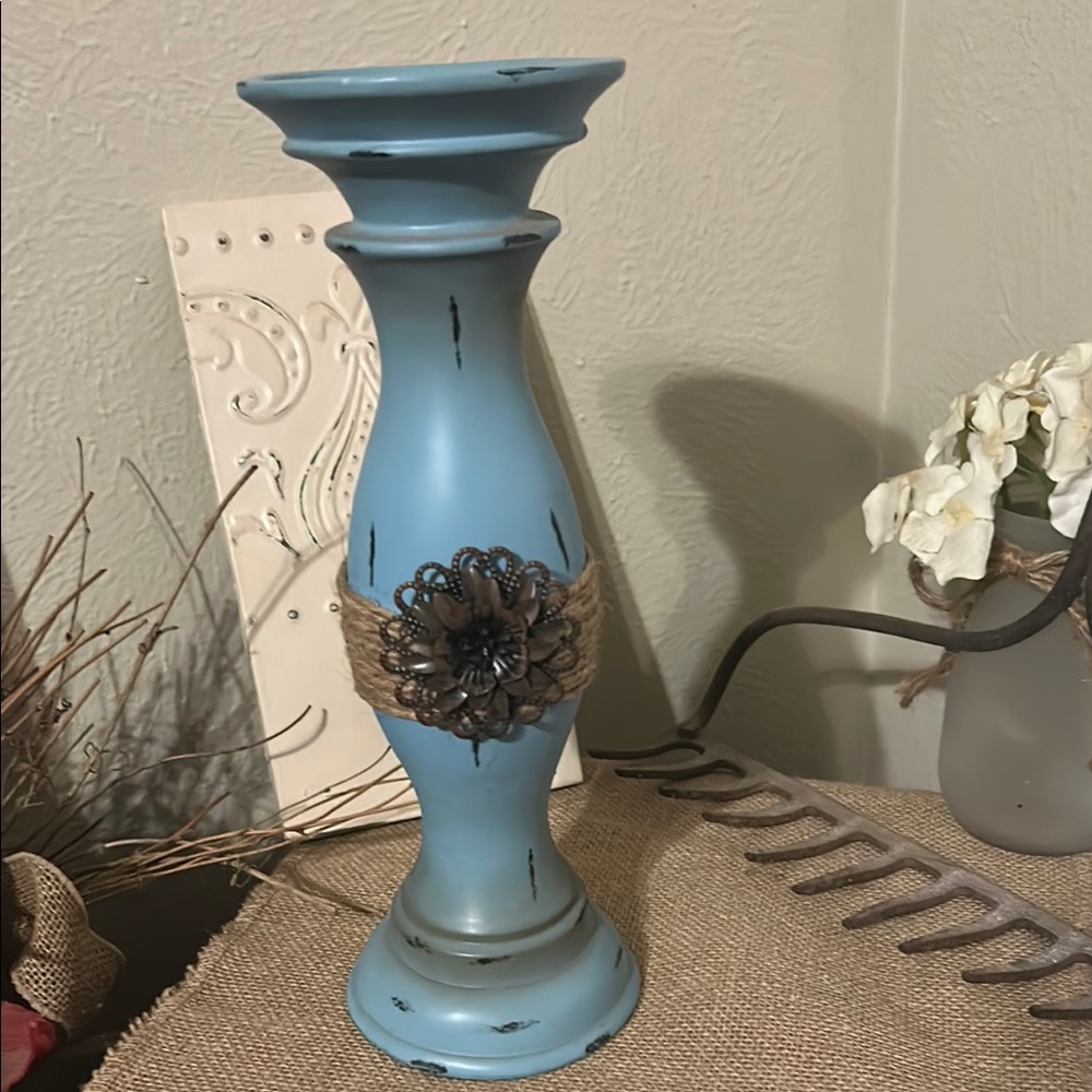 Rustic Blue Candle Holder
